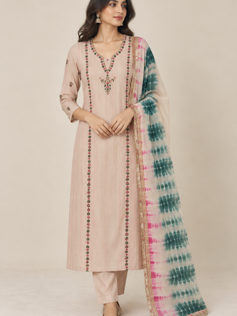elegant embroidered salwar kameez portrait